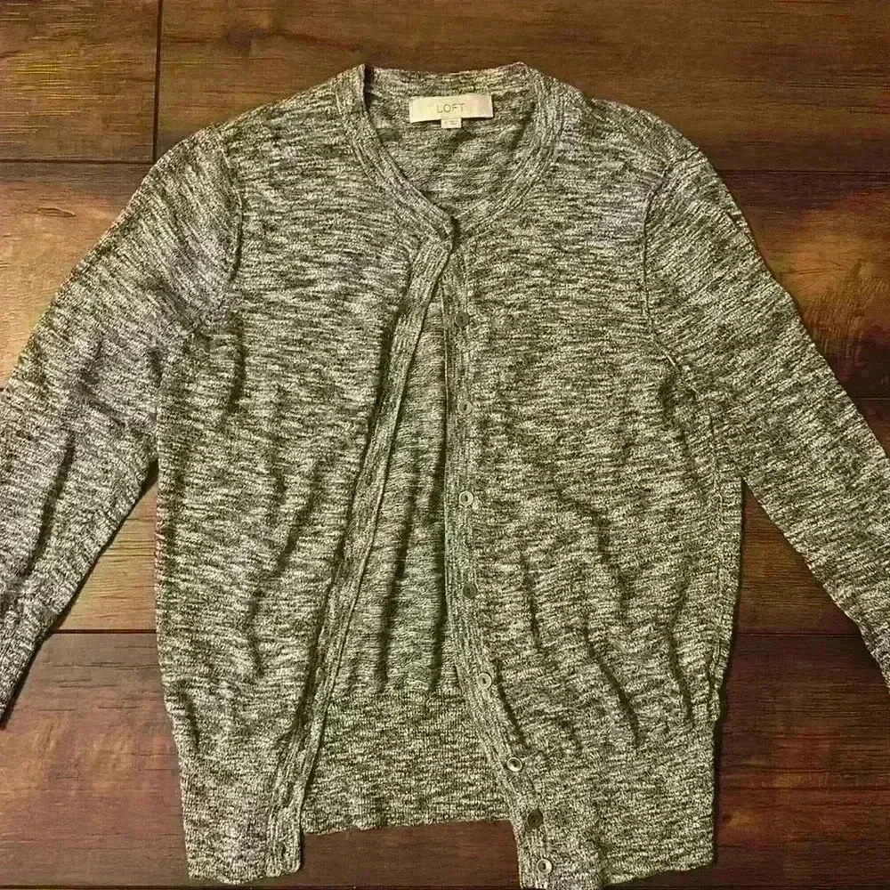 Loft size medium, black, and gray cardigan